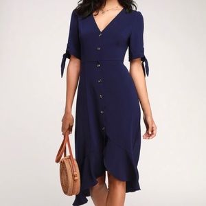 Lulu’s - Gemma Midi Dress - Navy Blue - Medium